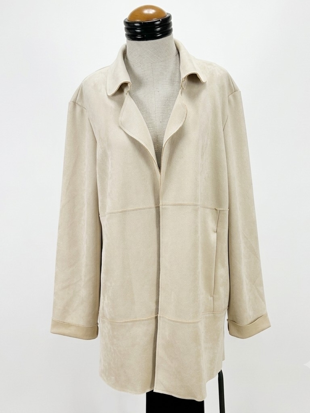 Lightweight Beige Trench Coat with Open Front